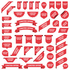 Canvas Print - Big set of red stickers limited offer tags, labels and banners