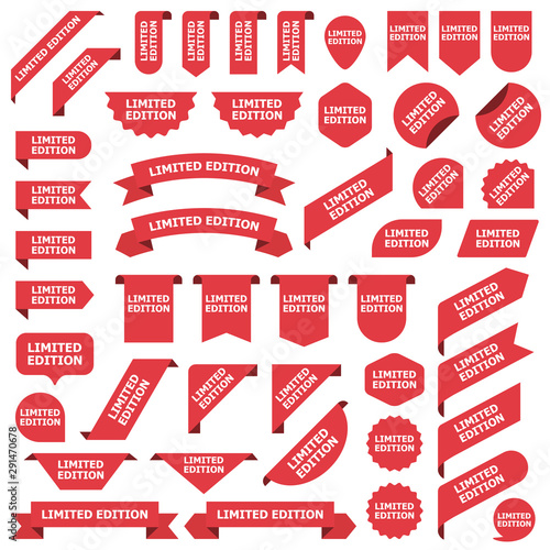 Fotomural Big set of red stickers limited edition tags, labels and banners
