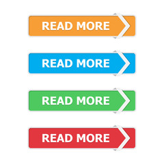 Leinwandbilder - Read more buttons set in a flat design with arrow on a white background