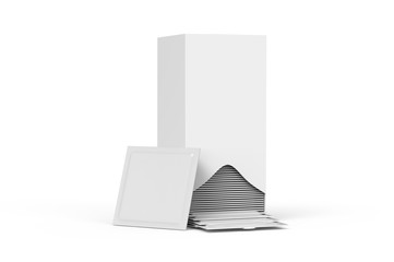 Wall Mural - White blank tea dispenser box mock up template on isolated white background, ready for design presentation, 3d illustration