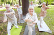 © Yakobchuk Olena - Smiling old people doing qigong exercise outdoors