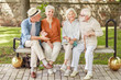 © Yakobchuk Olena - Cheerful old people sitting on bench and talking