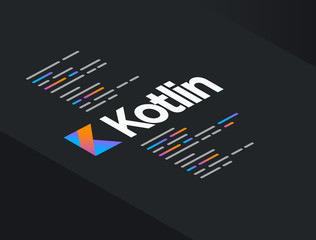 kotlin mobile application programming language coding software technology vector illustration