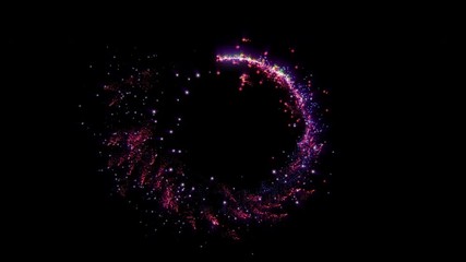 Fototapete - Loop Circle Flowing Particle Trails Glow Shiny Element Swirl And Floating 4k Motion. Soft Stream Line Curly Harmonic Beautiful Technology Moving Background.