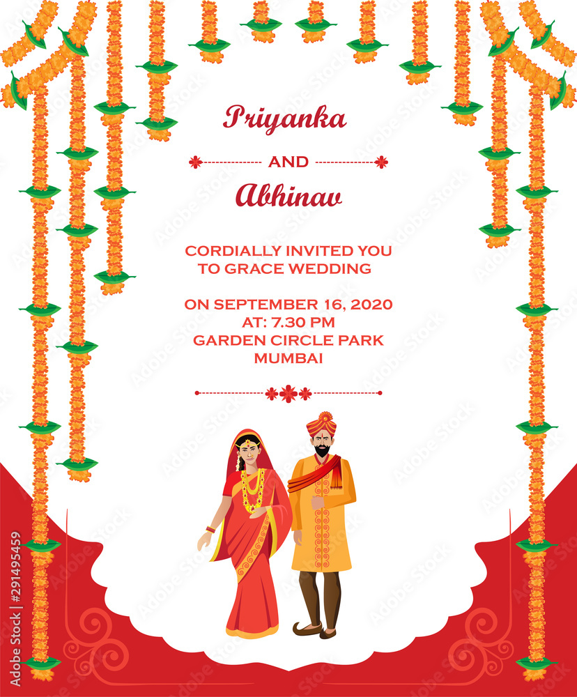 Hindu wedding invitation card template design Stock Vector | Adobe Stock hindu-wedding-invitation-card-template-design-stock-vector-adobe-stock