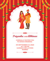 Wall Mural - Hindu wedding invitation card design template