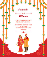 Wall Mural - Hindu wedding invitation card template design