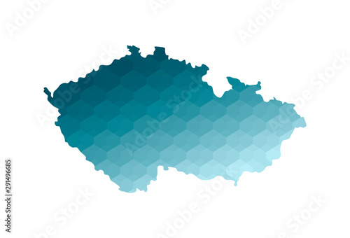 Fotomural Vector isolated illustration icon with simplified blue silhouette of Czech Republic map