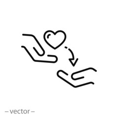 kindness icon, kind concept, random act, thin line web symbol on white background - editable stroke 