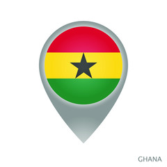 Wall Mural - Map pointer with flag of Ghana. Colorful pointer icon for map. Vector Illustration.