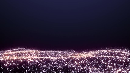 Poster - Sci fi Digital Wave Dot Particle Motion Background. Beautiful Landscape Floating Defocus Animation Graphic Design.	