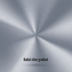 Wall Mural - silver radial gradient with scratches. metallic foil surface. silver realistic texture. vector illus