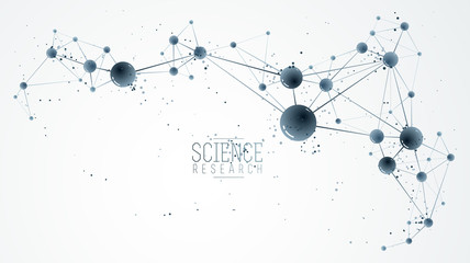 Wall Mural - Molecules vector illustration, science chemistry and physics theme abstract background, micro and nano science and technology theme, atoms and microscopic particles.