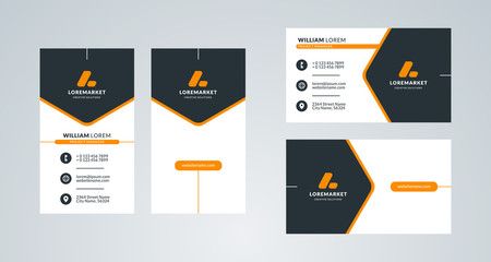 business card template. portrait and landscape layout. front and back side. vector illustration