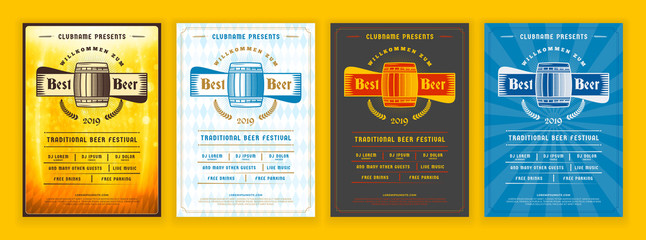 Wall Mural - Oktoberfest beer festival celebration. Retro typography poster or flyer template for beer party. Set of different invitation design