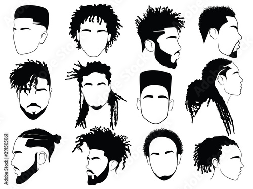 Set Of Afro Hairstyles For Men Collection Of Dreads And