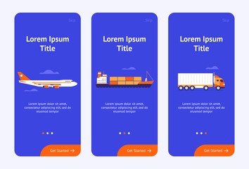 Wall Mural - start page for logistic application with the specific items: flight, sheep and the vehicle. detailed
