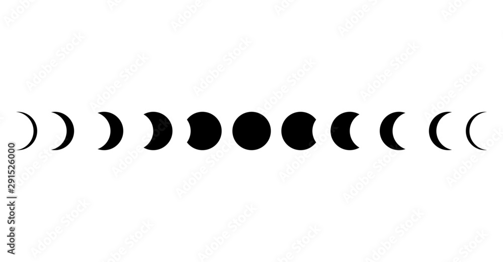 Moon phases astronomy icon set Vector Illustration on the white ...