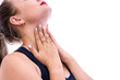 © RomanR - Woman touching her throat isolated on white