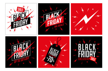 Wall Mural - Set of design banners with text BLACK FRIDAY.