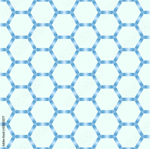 Seamless hexagonal metallic blue background in geometric shape.