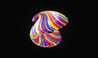 Abstract 3d graphic rainbow object on deep black background	