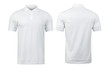White polo shirts mockup front and back used as design template, isolated on white background with clipping path.