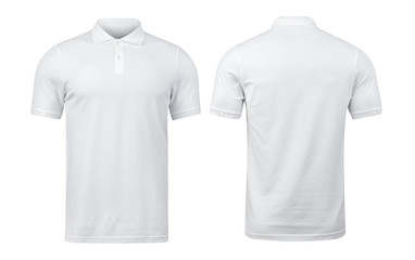 white polo shirts mockup front and back used as design template, isolated on white background with c