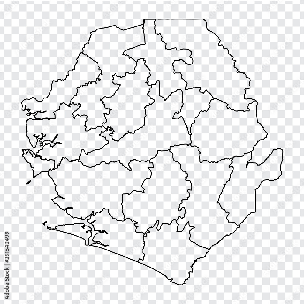 Blank map Sierra Leone. High quality map Republic of Sierra Leone with ...