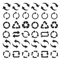 Poster - Set of circle black arrows on a white background
