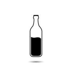 Wall Mural - Single flat beer bottle icon isolated on a white background.