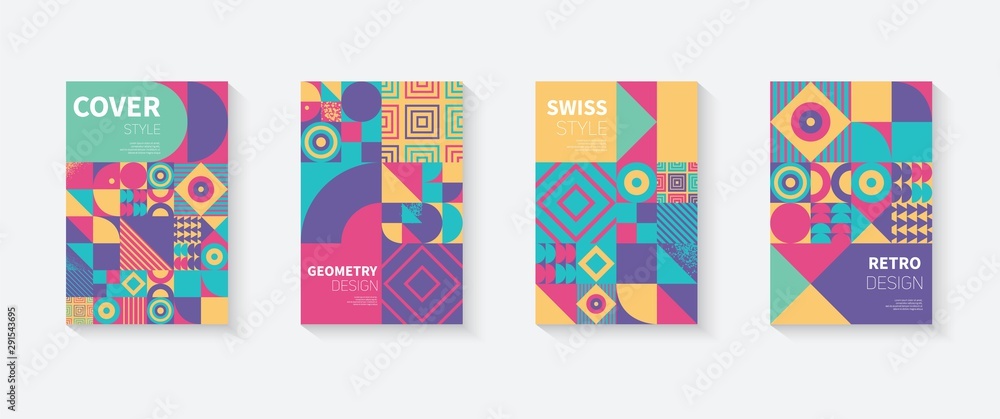 Vintage retro bauhaus design vector covers set Stock Vector | Adobe Stock
