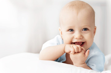 portrait of a crawling baby