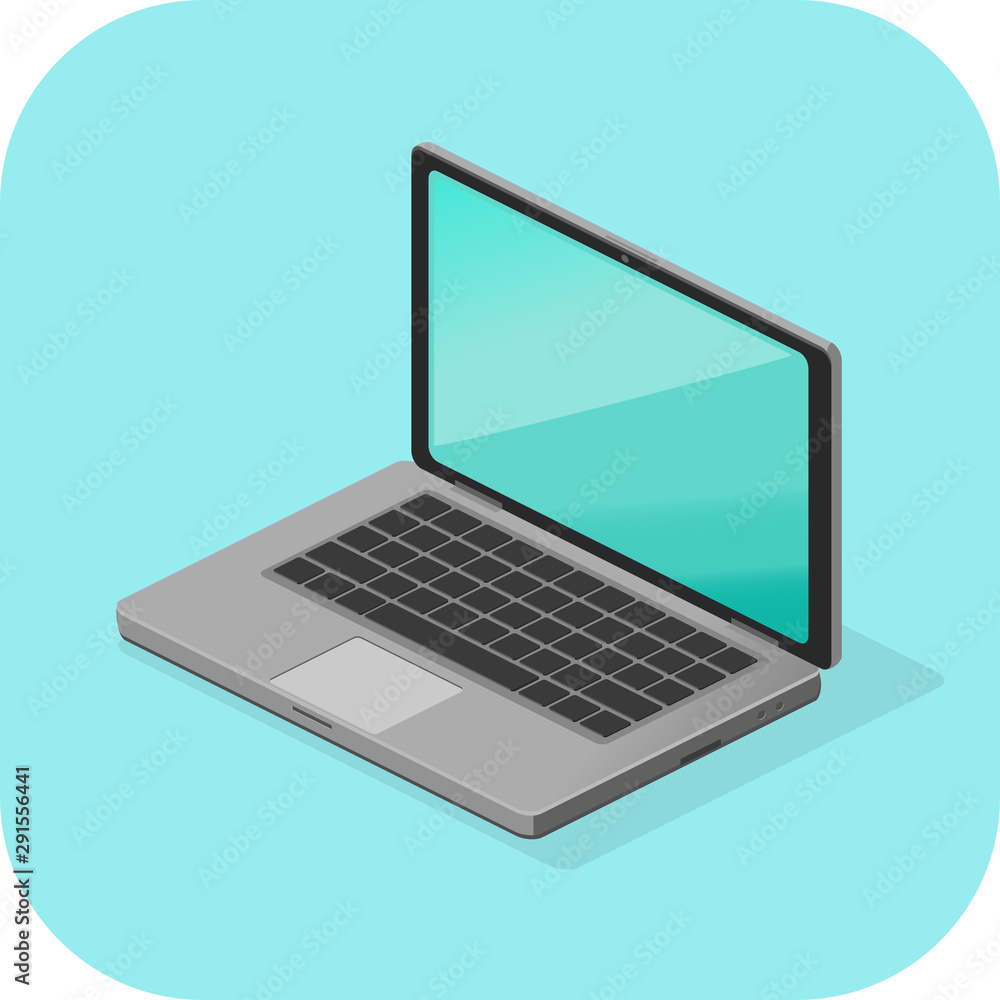Vector de Stock Flat Isometric Laptop Computer PC Notebook Vector Icon |  Adobe Stock, image size:1000x1000