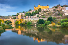 Toledo, Spain On The Tagus River At Night