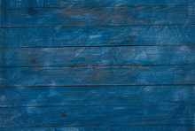 Vintage Blue Wood Background Texture With Knots And Nail Holes. Old Painted Wood. Blue Abstract Background.