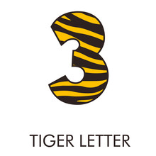 Logotipo Número 3 Con Patrón De Piel De Tigre En Amarillo Y Marrón