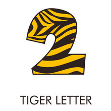 Logotipo Número 2 Con Patrón De Piel De Tigre En Amarillo Y Marrón