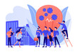 © Visual Generation - Company newcomers, personnel, staff. New team members, adaptation of new employees, first days in company, new employees training concept. Living coral blue vector isolated illustration