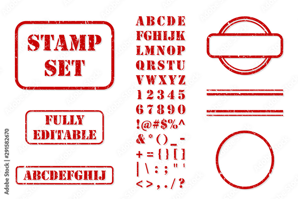 Rubber Stamp Set Vector Kit - obrazy, fototapety, plakaty 