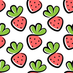 Wall Mural - Strawberry seamless pattern