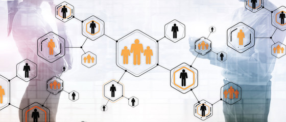 Wall Mural - people icons social network. orange and black people icons