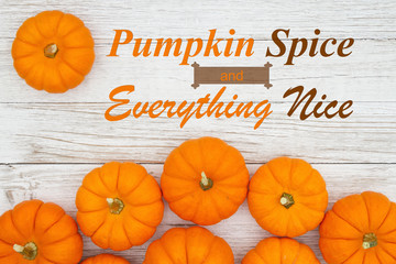 Wall Mural - Pumpkin and Spice and Everything Nice message with pumpkins