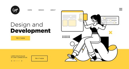 Wall Mural - presentation slide template or landing page website design. business concept illustrations. modern f