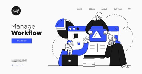 presentation slide template or landing page website design. business concept illustrations. modern f