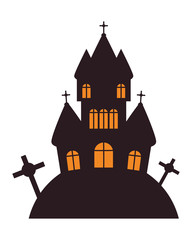 Wall Mural - halloween dark castle and cemetery scene