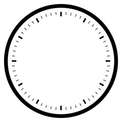 Wall Mural - black empty clock isolated on white for pattern and design.
