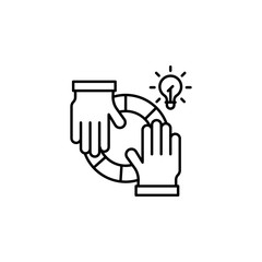 Sticker - Hand help teamwork icon. Element of spa thin line icon