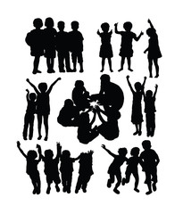 Wall Mural - Happy Kids in school Activity, art vector silhouettes design