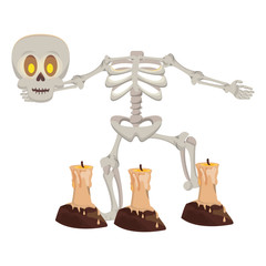 Sticker - halloween skeleton bones character with candles